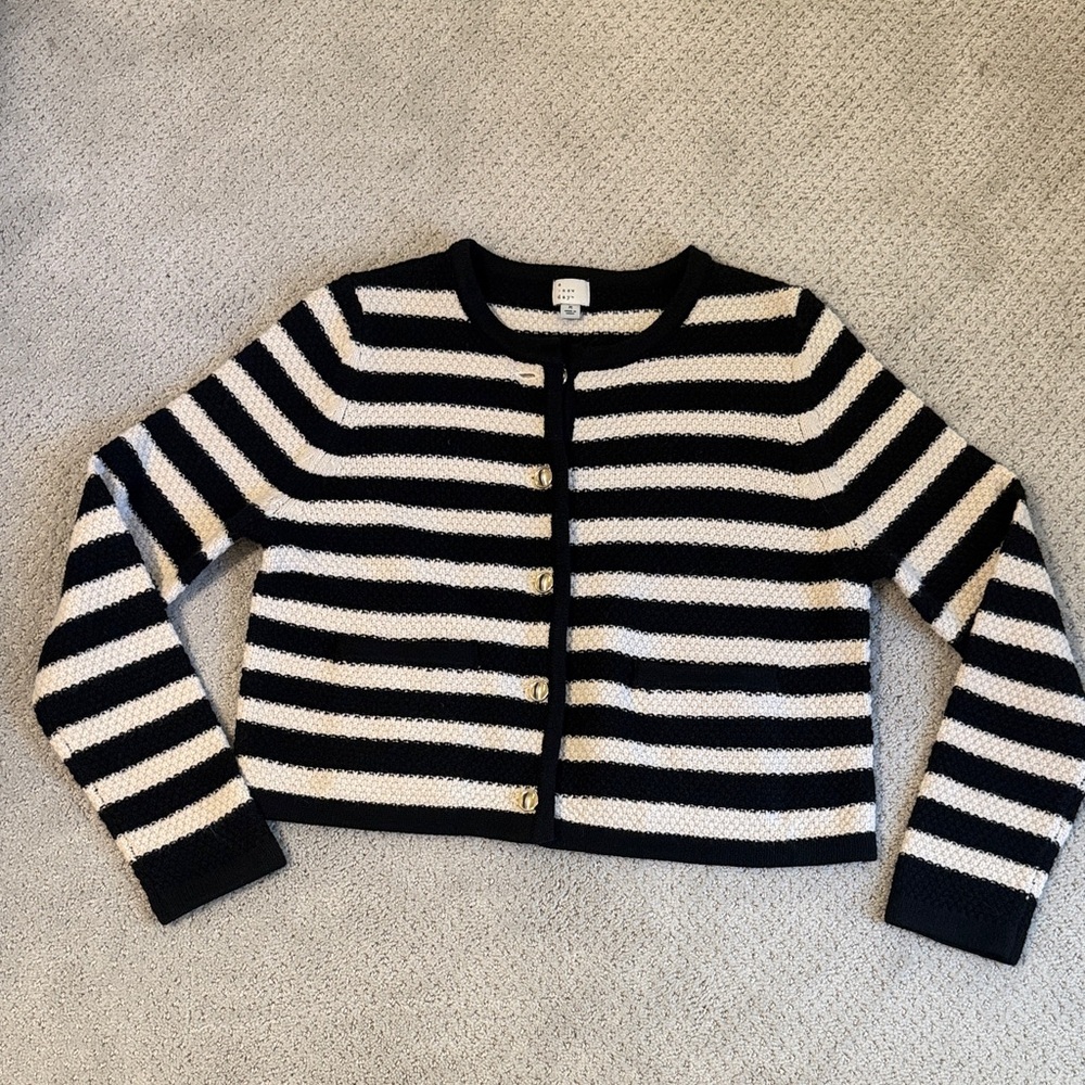 a new day Black and Cream Striped Cardigan